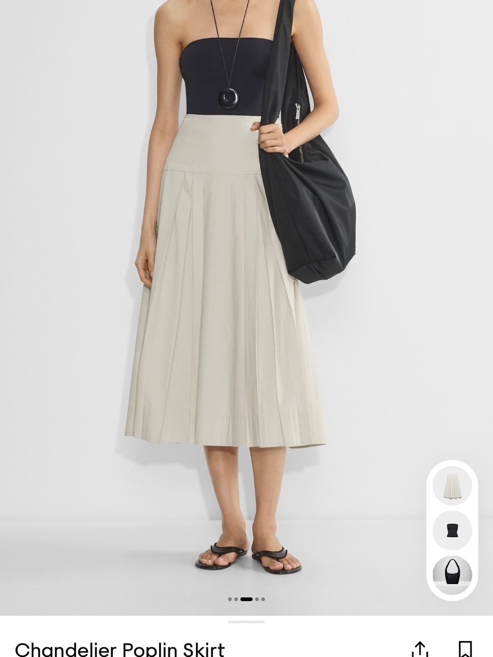 Aritzia Chandelier Poplin Midi Skirt - Matte Pearl SZ 0
